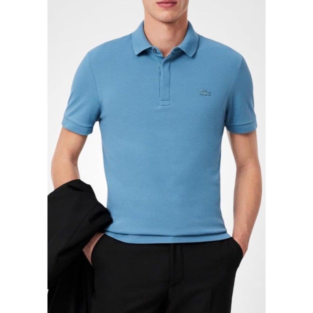 New Designer Lacoste Men’s Stretch Cotton Paris Polo Blue Size Medium